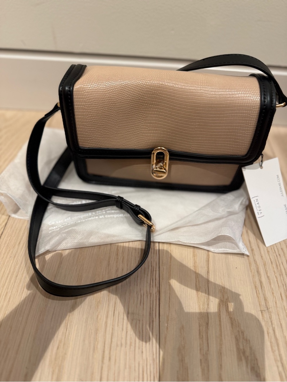 Jules Kae Beige and Black Crossbody Bag NWT